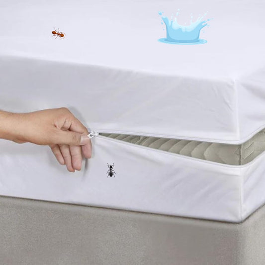 2 Side Waterproof Zipper Mattress Cover -white