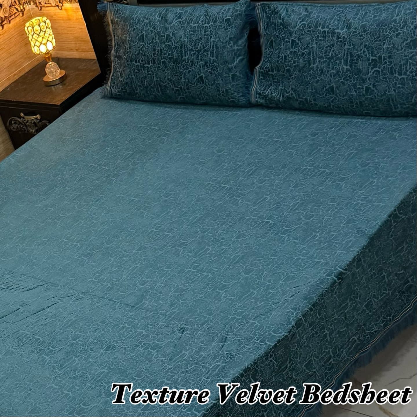 3PC Texture Velvet Bedsheet-zinc