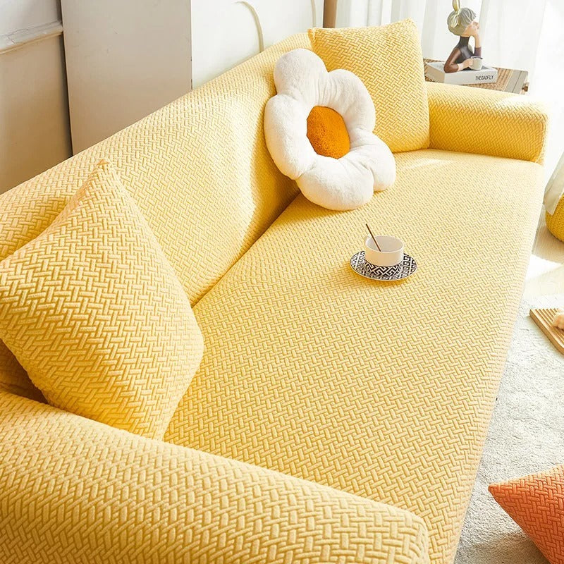 Jacquard Stripe Sofa Cover - Skin Golden