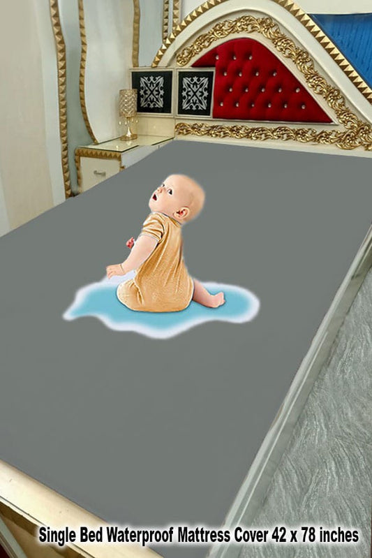 Water Proof Mattress Protector - Grey Terry Cotton Stuff