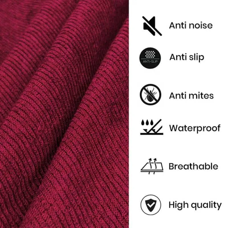 2 Side Waterproof Zipper Mattress Cover -maroon