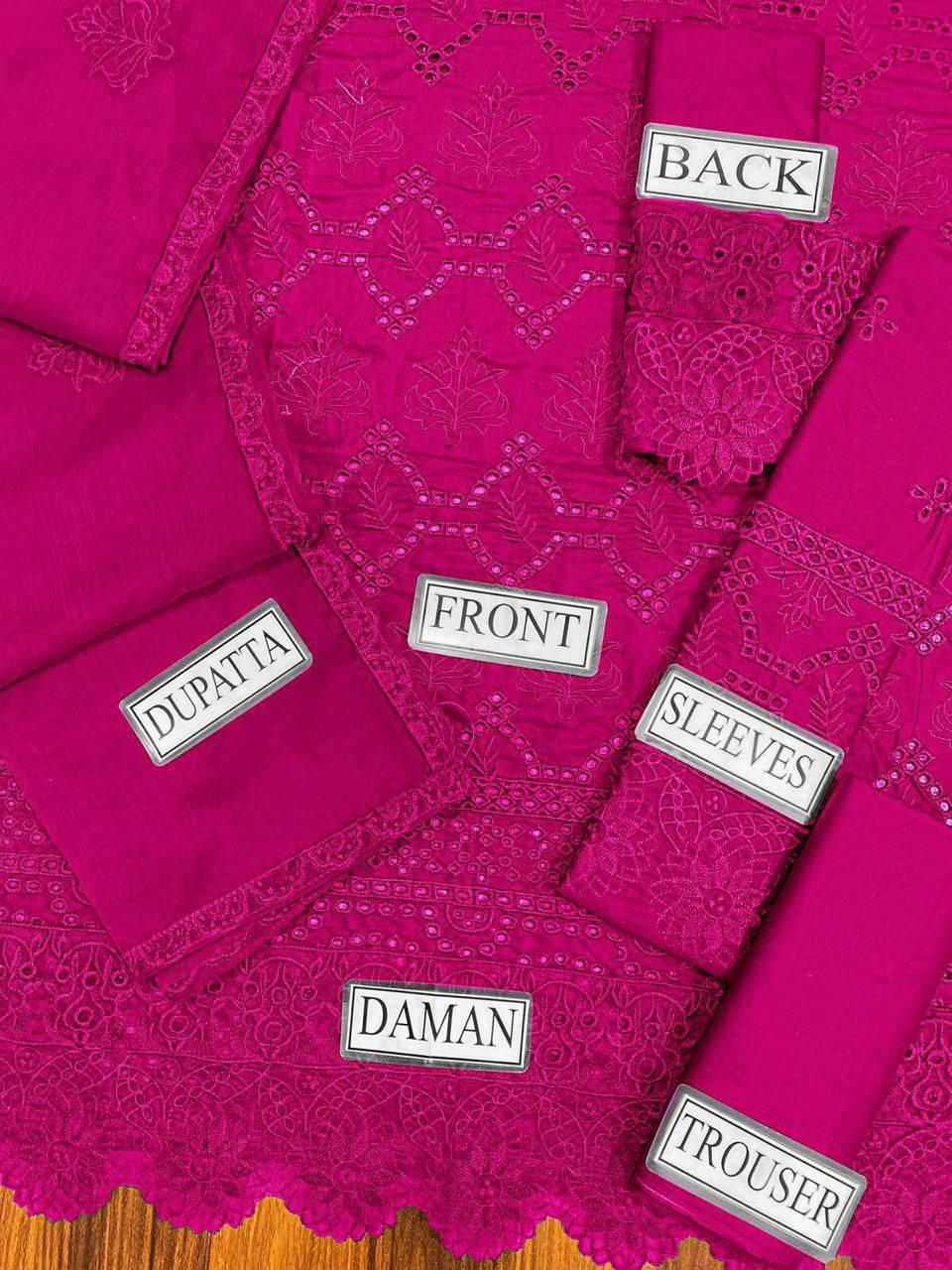 Mahnoor Zink Blue & Pink Lawn Chikankari Dress 3pc Unstitched