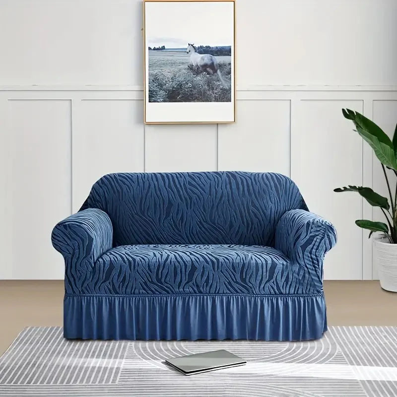 Zebra Velvet Sofa Covers -Blue