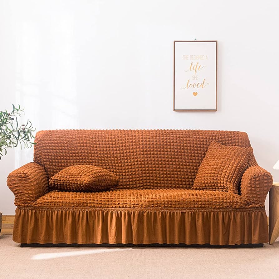 Turkish Bubble Fabric Sofa Cover - Copper