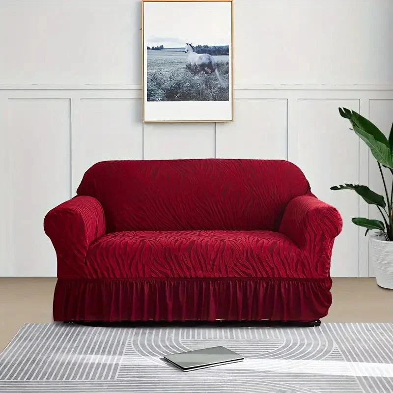 Zebra Velvet Sofa Covers -Maroon