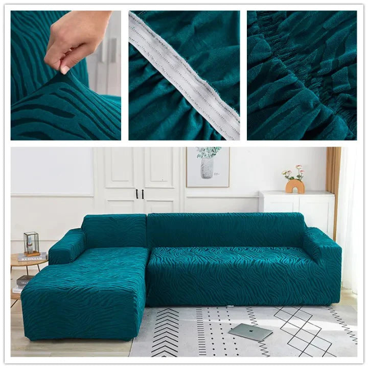 L Shape Zebra Velvet Sofa Covers - Fitted Style