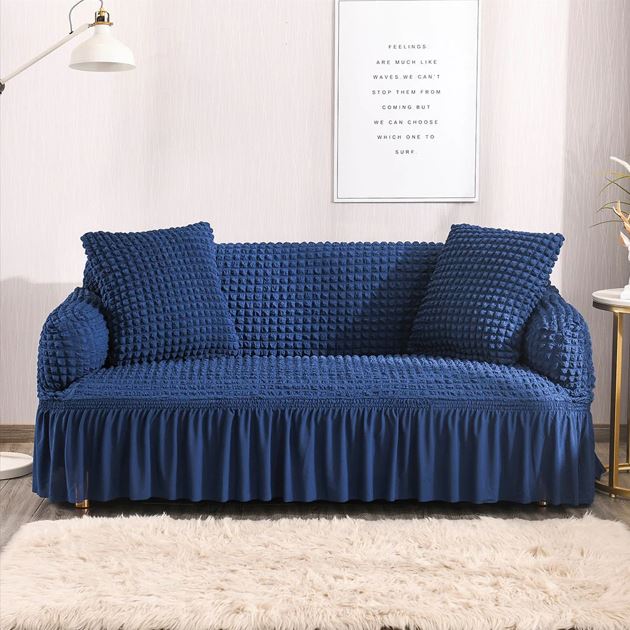 Turkish Bubble Fabric Sofa Cover - Blue