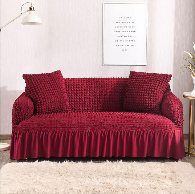 Turkish Bubble Fabric Sofa Cover - Maroon