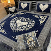 4PC Velvet Jacquard Bedsheet – King Size - navy