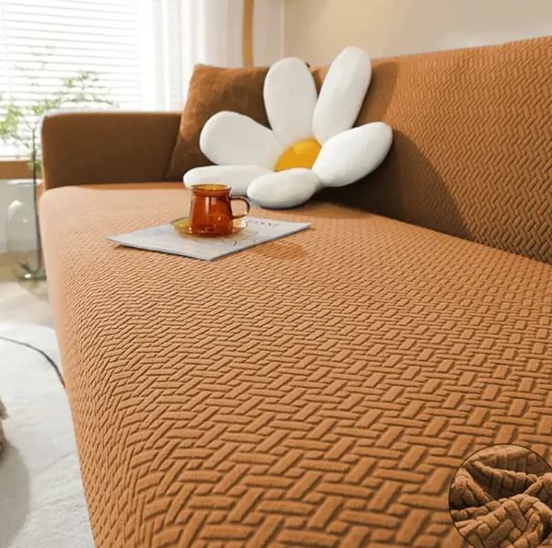 Jacquard Stripe Sofa Cover - Copper