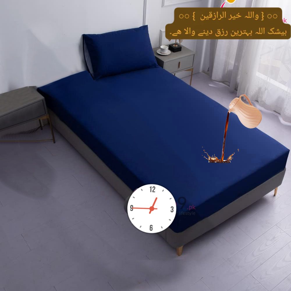 2 Side Waterproof Zipper Mattress Cover - Blue