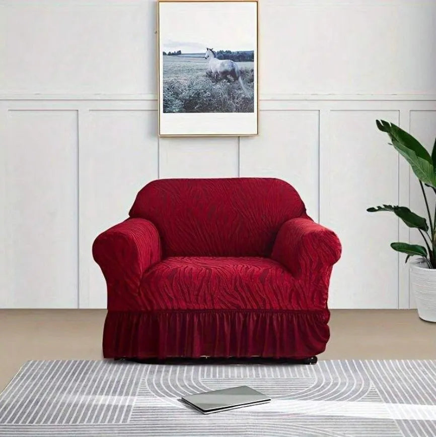 Zebra Velvet Sofa Covers -Maroon