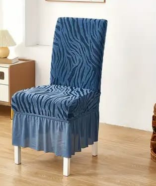Zebra Velvet Chair Cover - Blue