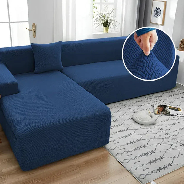 L Shape Stripe Velvet Sofa Covers - Fitted Style